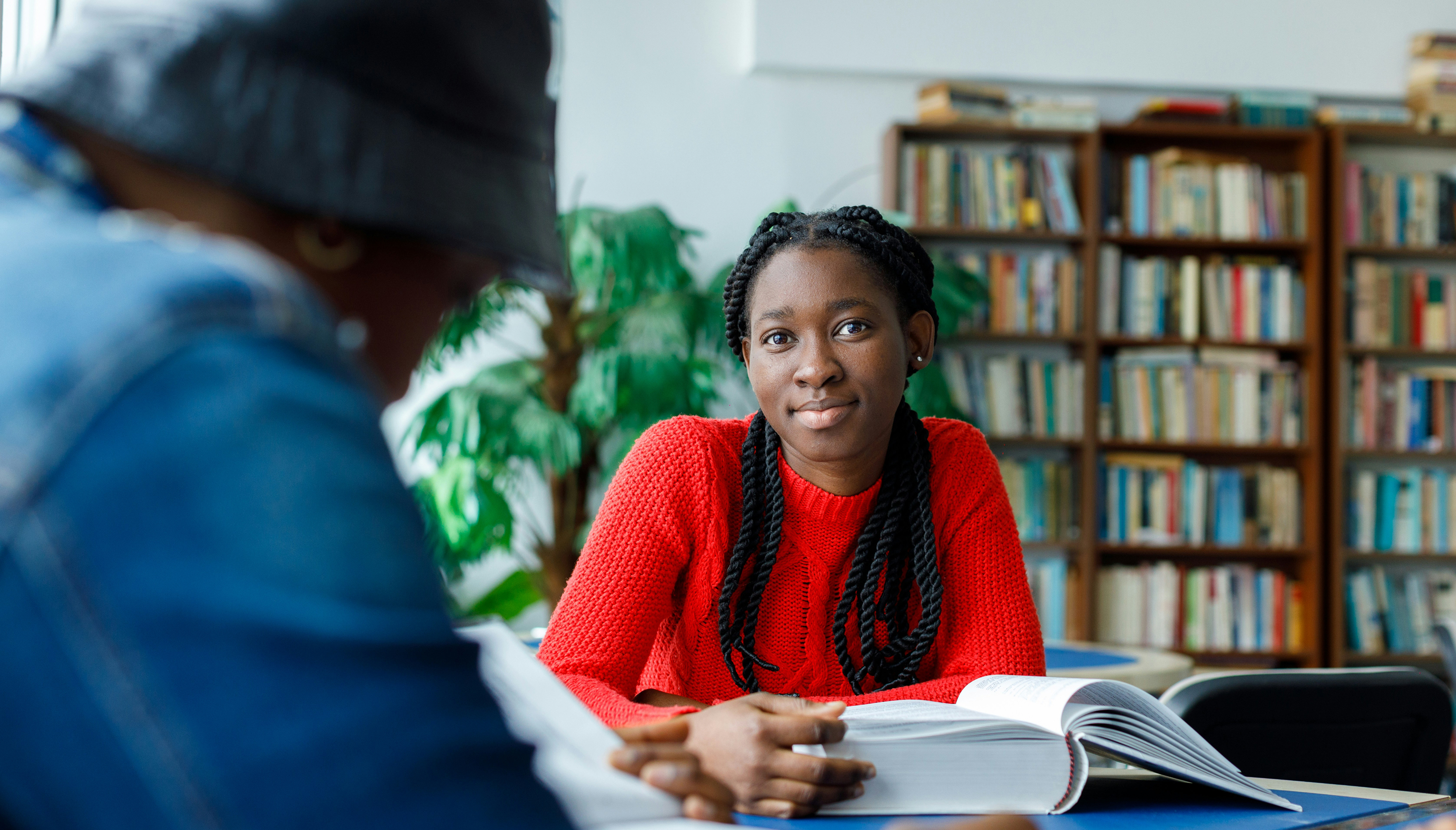 Student in library
