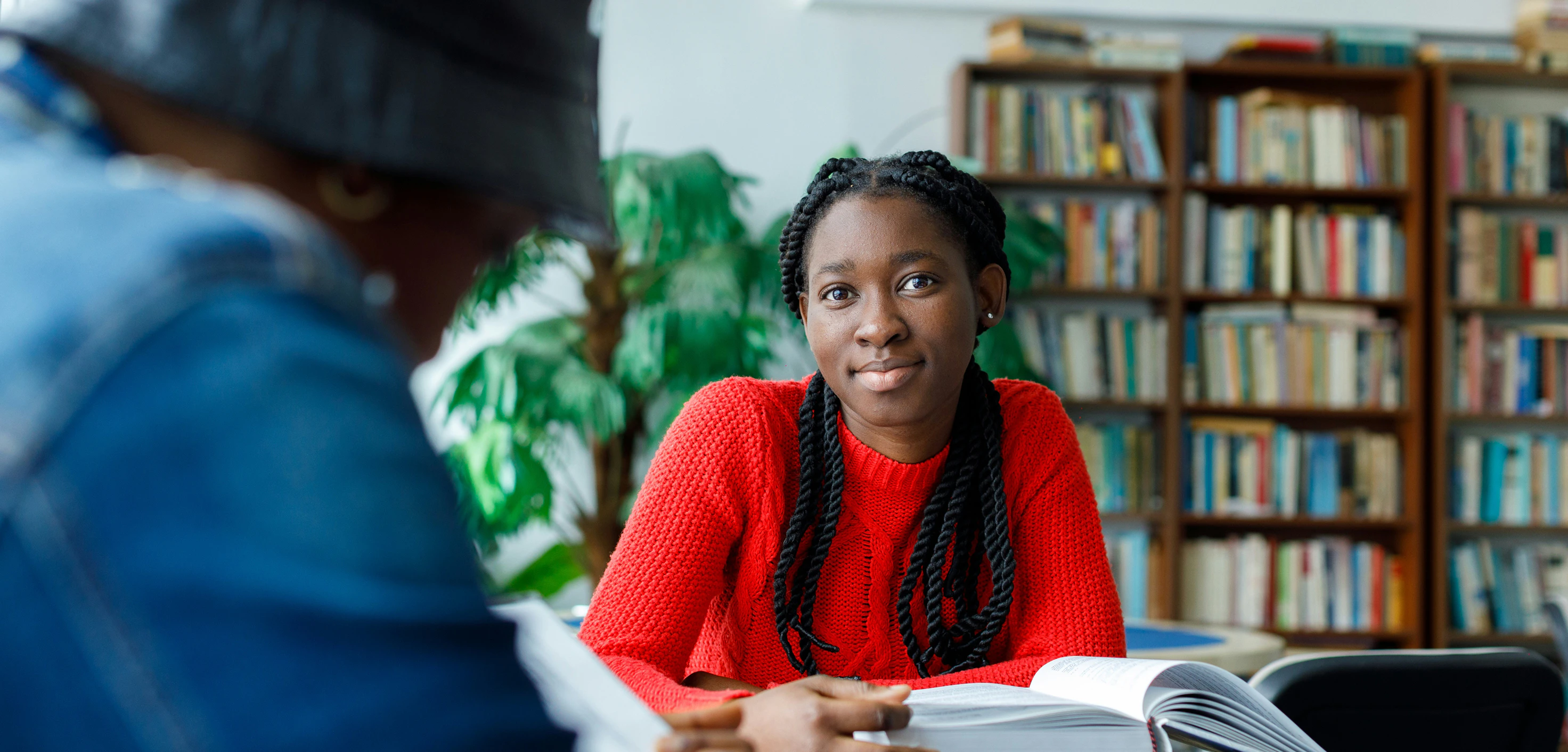 Student in library