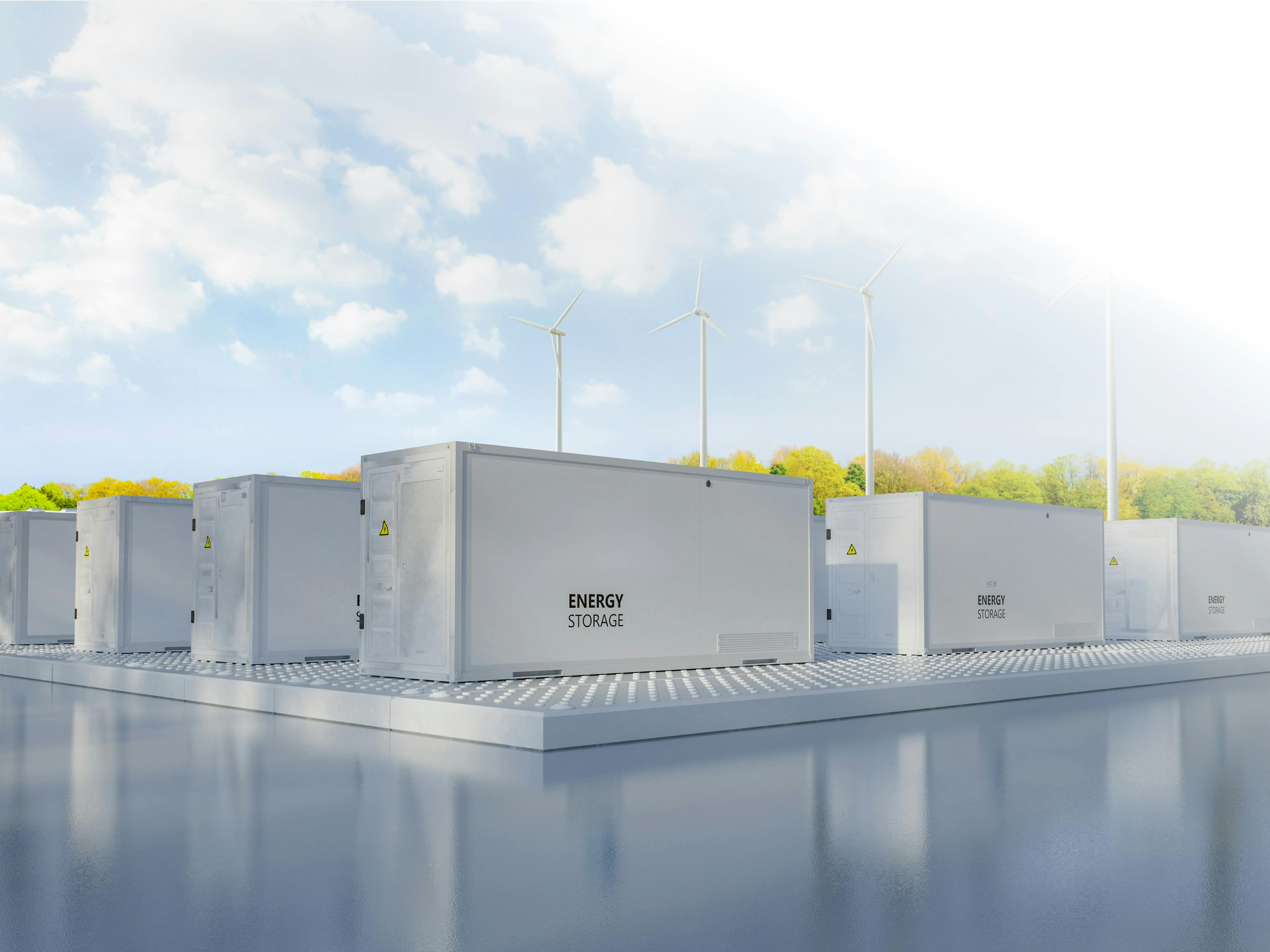 Grafika przedstawia render magazynów energii