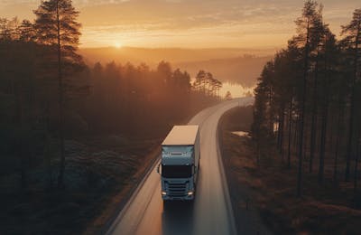 Truck in sunset