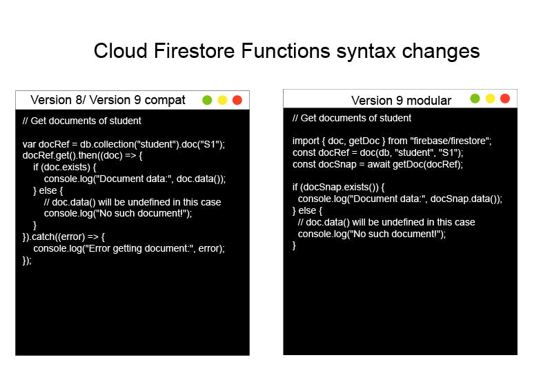 Cloud firestore functions syntax changes for students 2