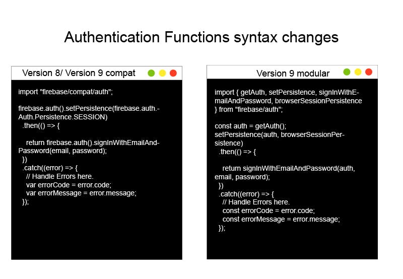 Authentication functions syntax changes version 8 to 9 and modular