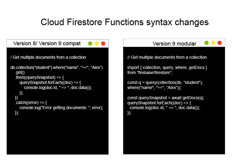 Cloud firestore functions syntax - Get multiple documents from a collection