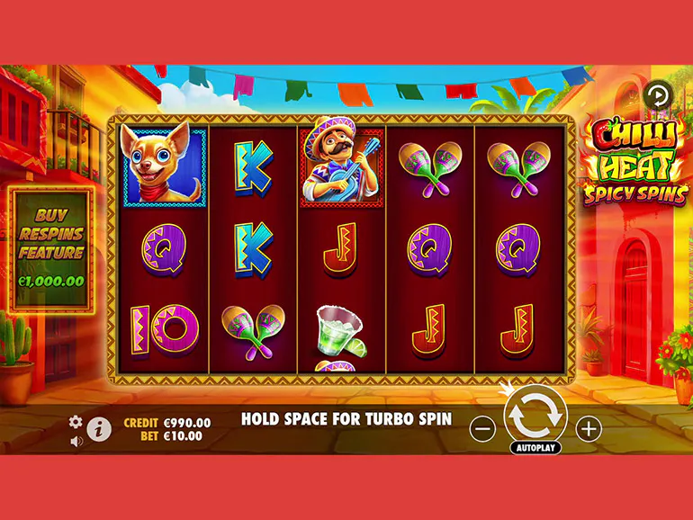 Zrzut ekranu gry slotowej Chilli Heat, dostępnej w Heats Casino