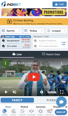 Indibet homepage mobile