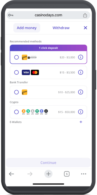 casino days deposit preview