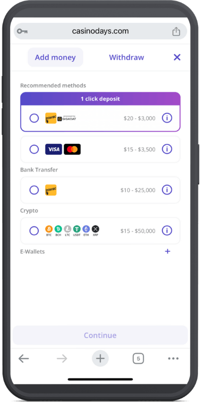 casino days deposit preview