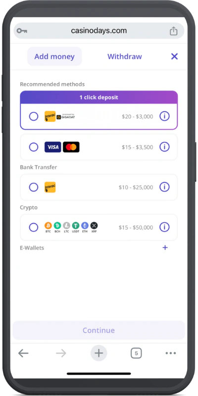 casino days deposit preview