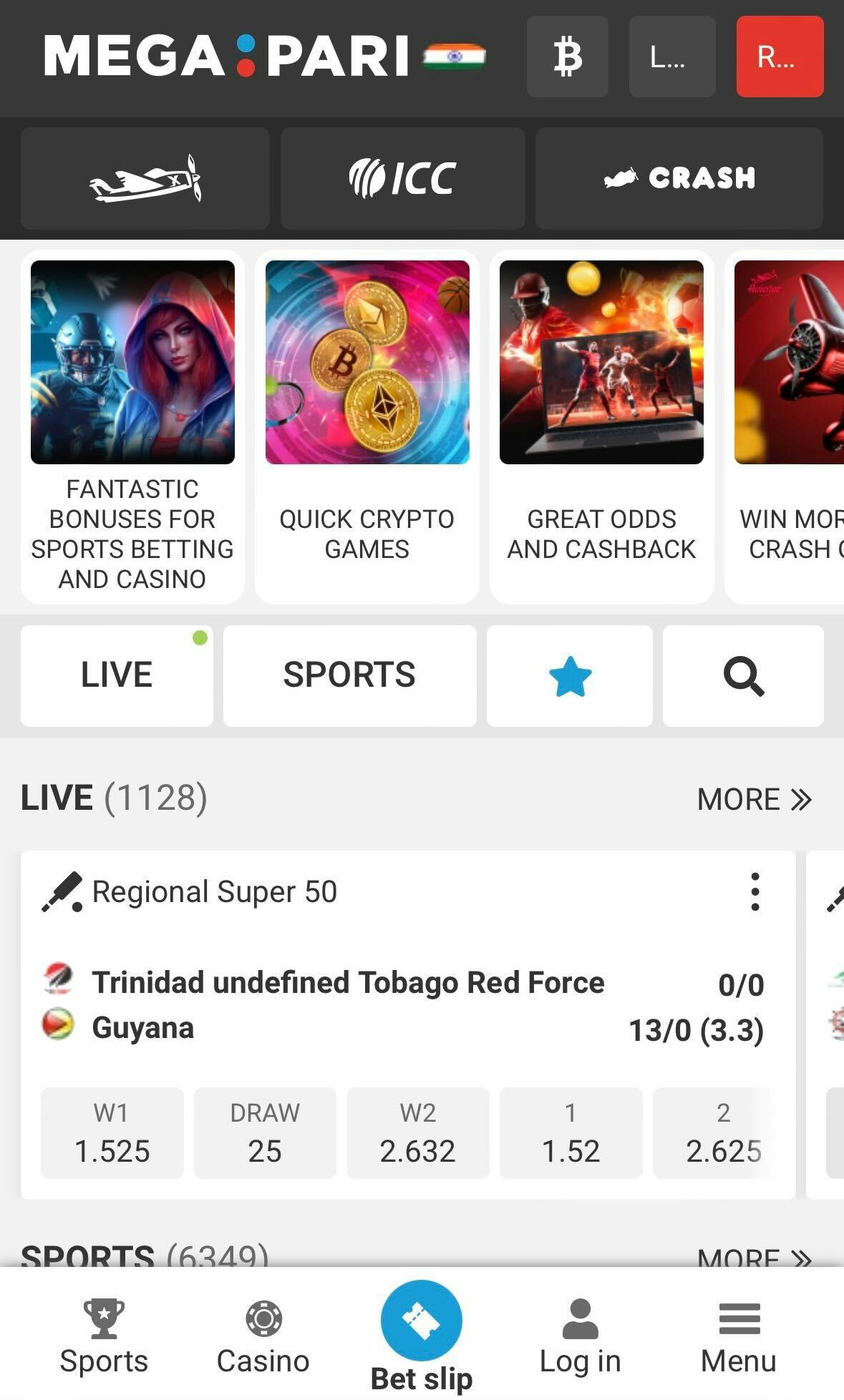 Megapari app live sports