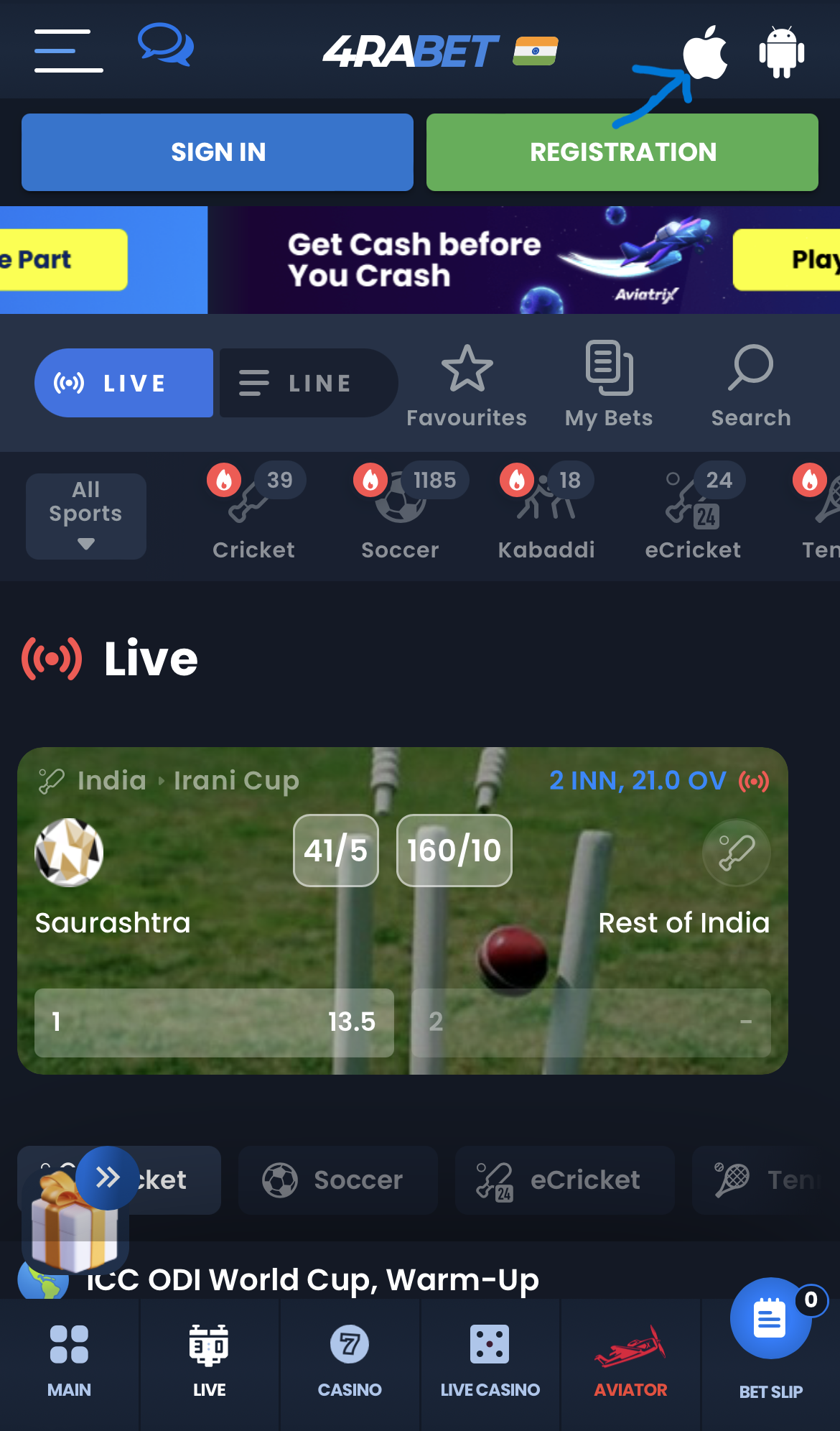 4raBet sports betting app