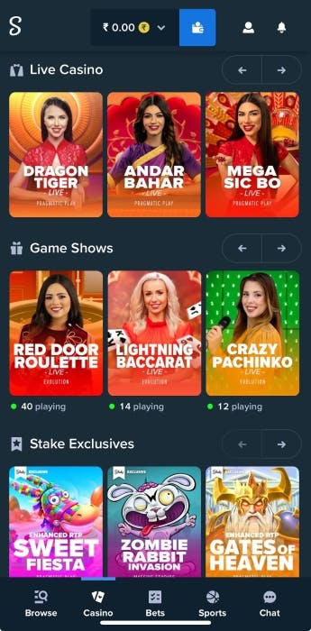 Stake Casino page