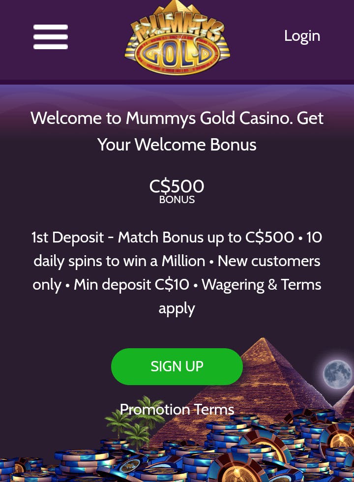 mummys gold welcome offer