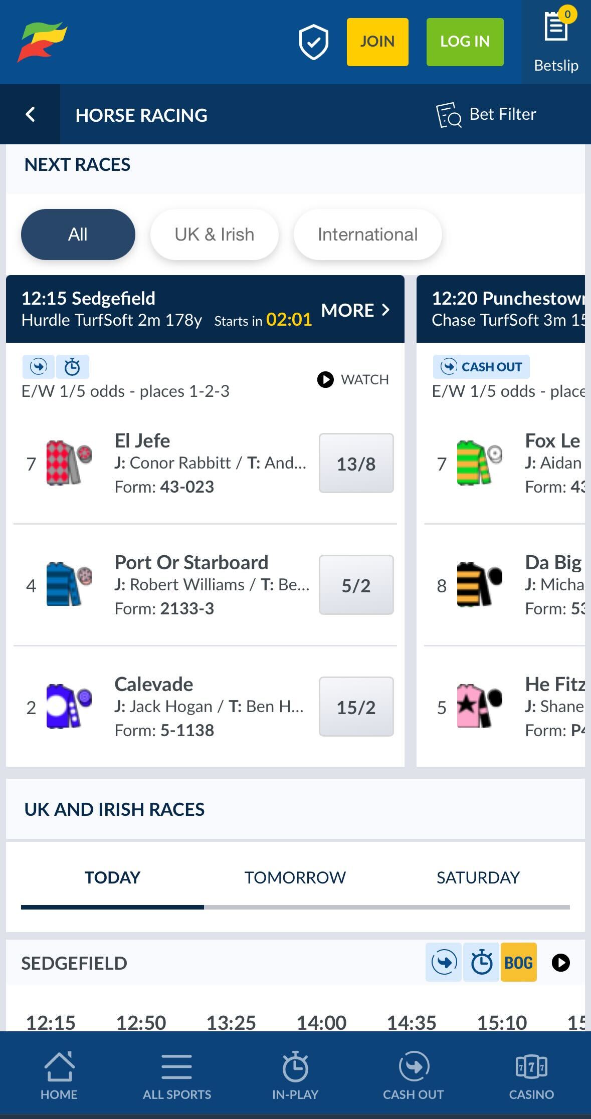 Coral App horse racing betting