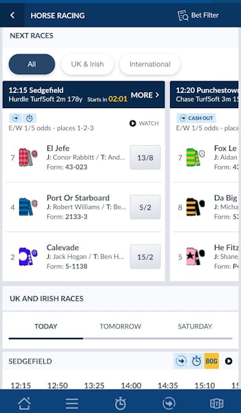 Coral App horse racing betting