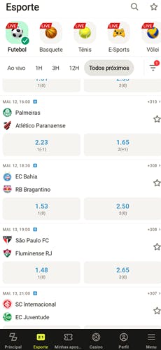 App Parimatch Android - Esportes