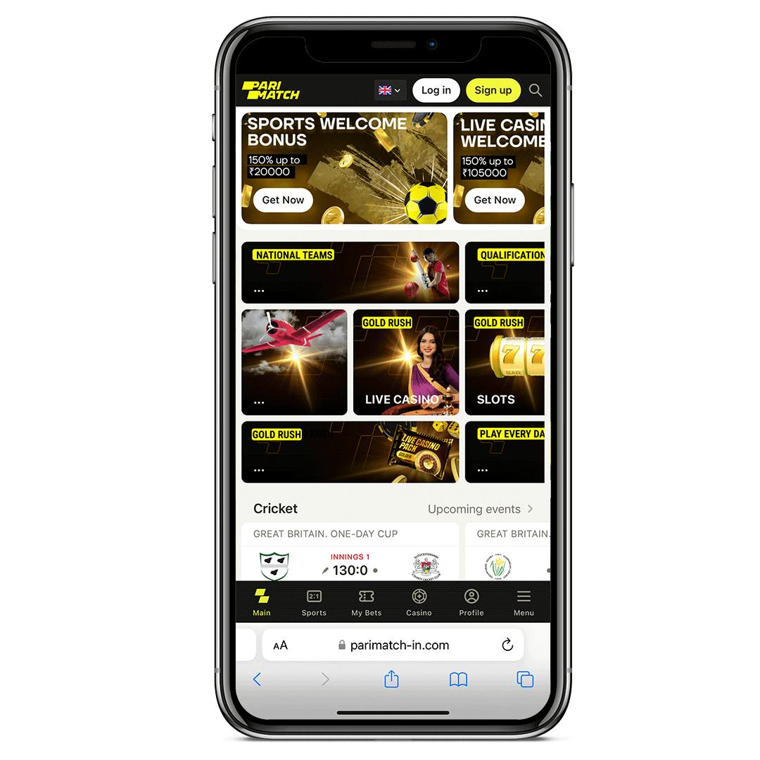 Parimatch app homepage