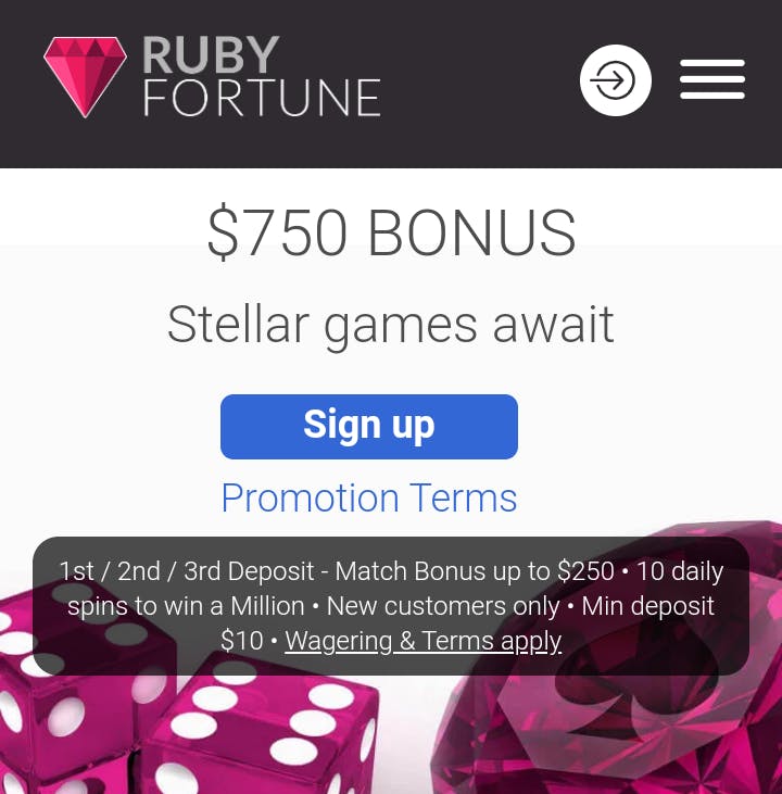 ruby fortune welcome bonus