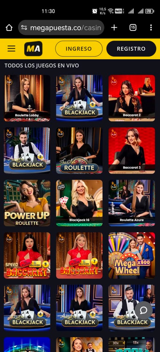 casino en vivo de Megapuesta en el celular
