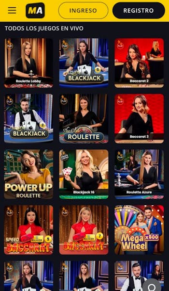 casino en vivo de Megapuesta en el celular