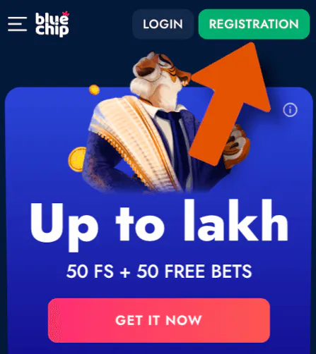 Registration button on BlueChip.io