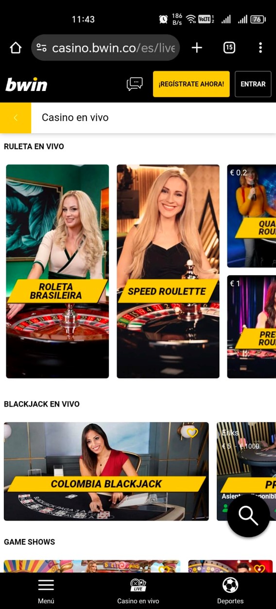 bwin casino en vivo celular