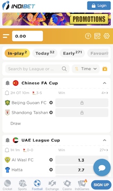 Indibet football mobile