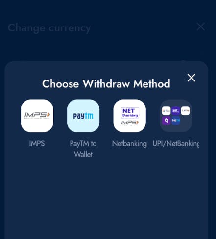 Choose withdrawal method