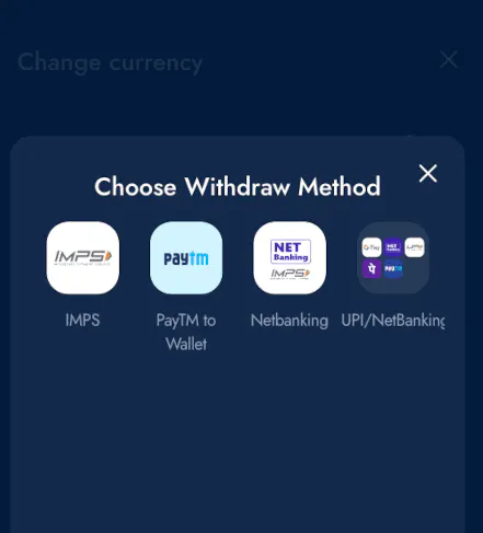Choose withdrawal method