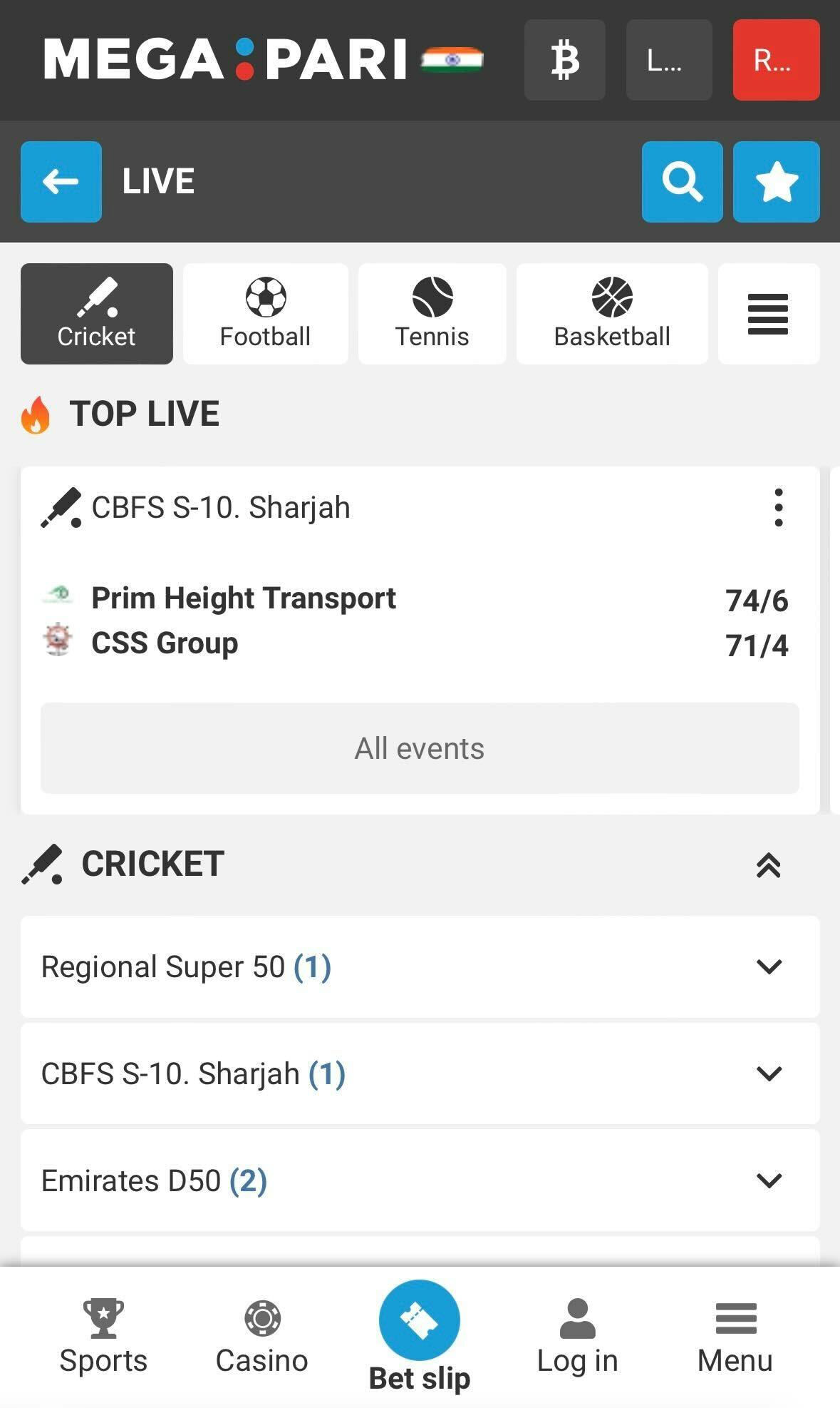 Megapari app live sports betting