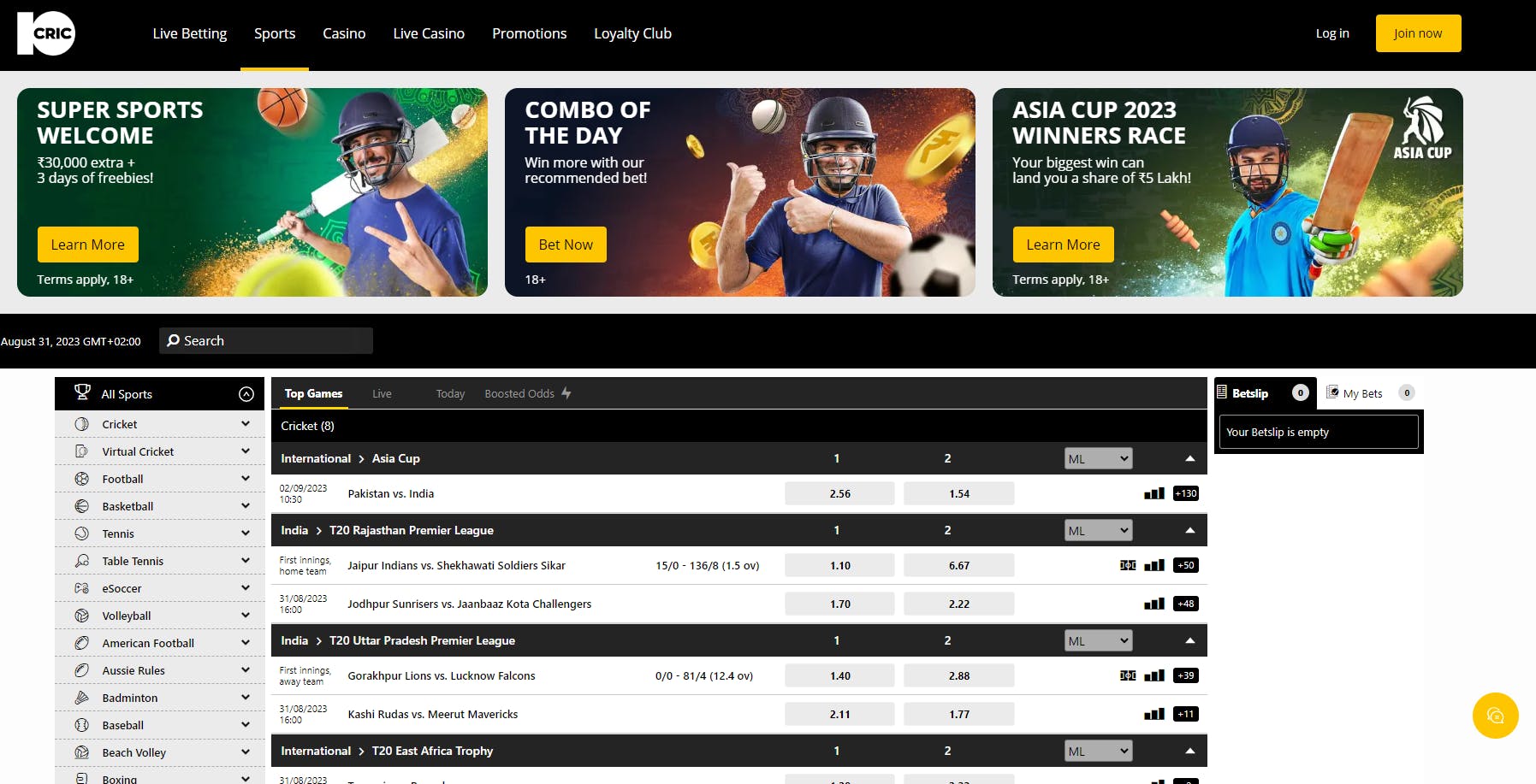10Cric sports betting site