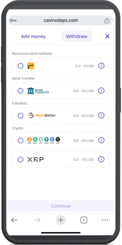 casino days withdrawal preview