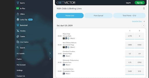 BetVictor's new Canadian betting site.