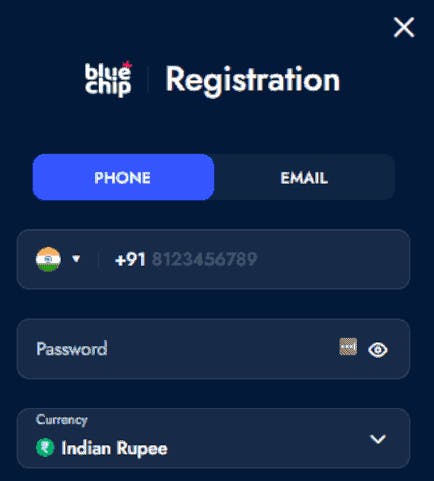 BlueChip India registration form