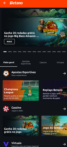 App Betano Android - Bônus