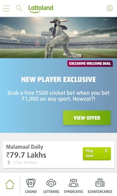 Lottoland app home page India
