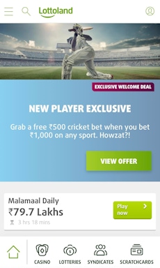 Lottoland app home page India