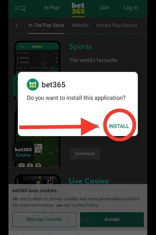 Installing bet365 India app