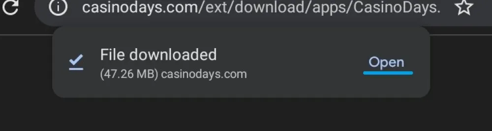 Installing Casino Days app2