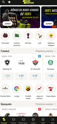 App Parimatch Android - Esportes