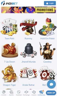 Indibet Indigames on mobile