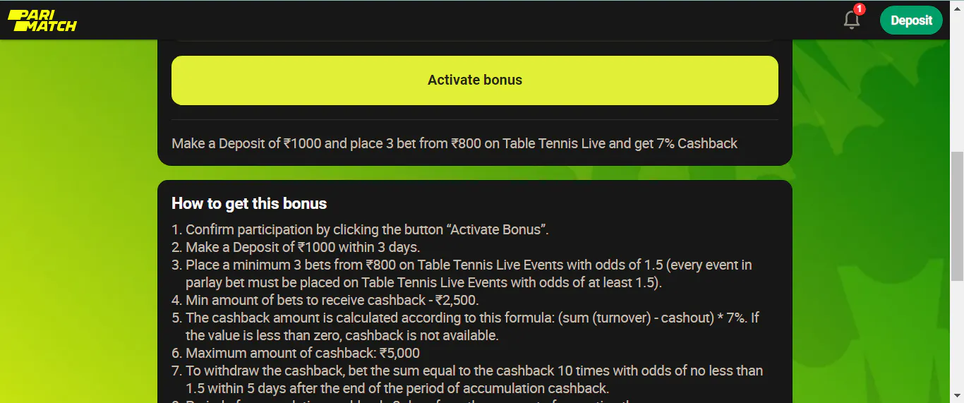 Activate bonus