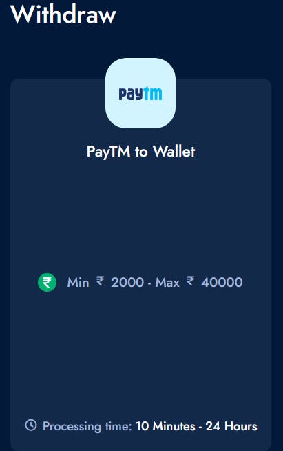 PayTM instant withdrawals