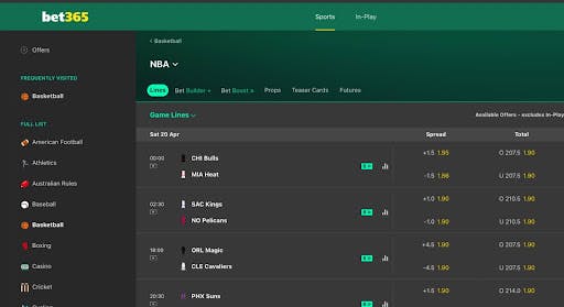 bet365 NBA betting in Canada