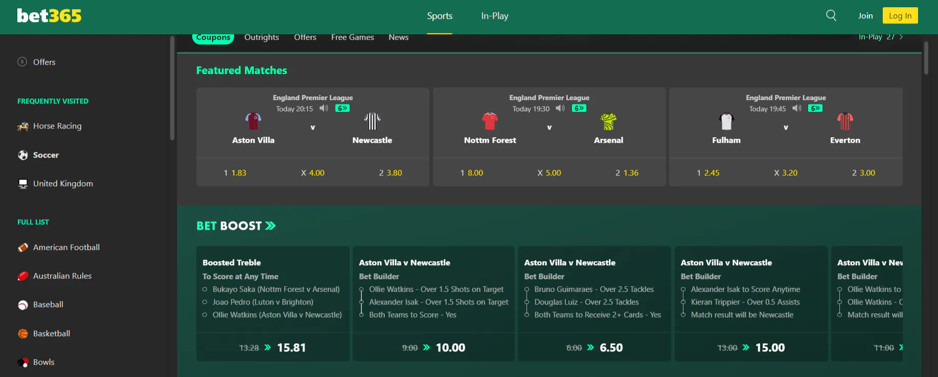 bet365 Ireland football betting