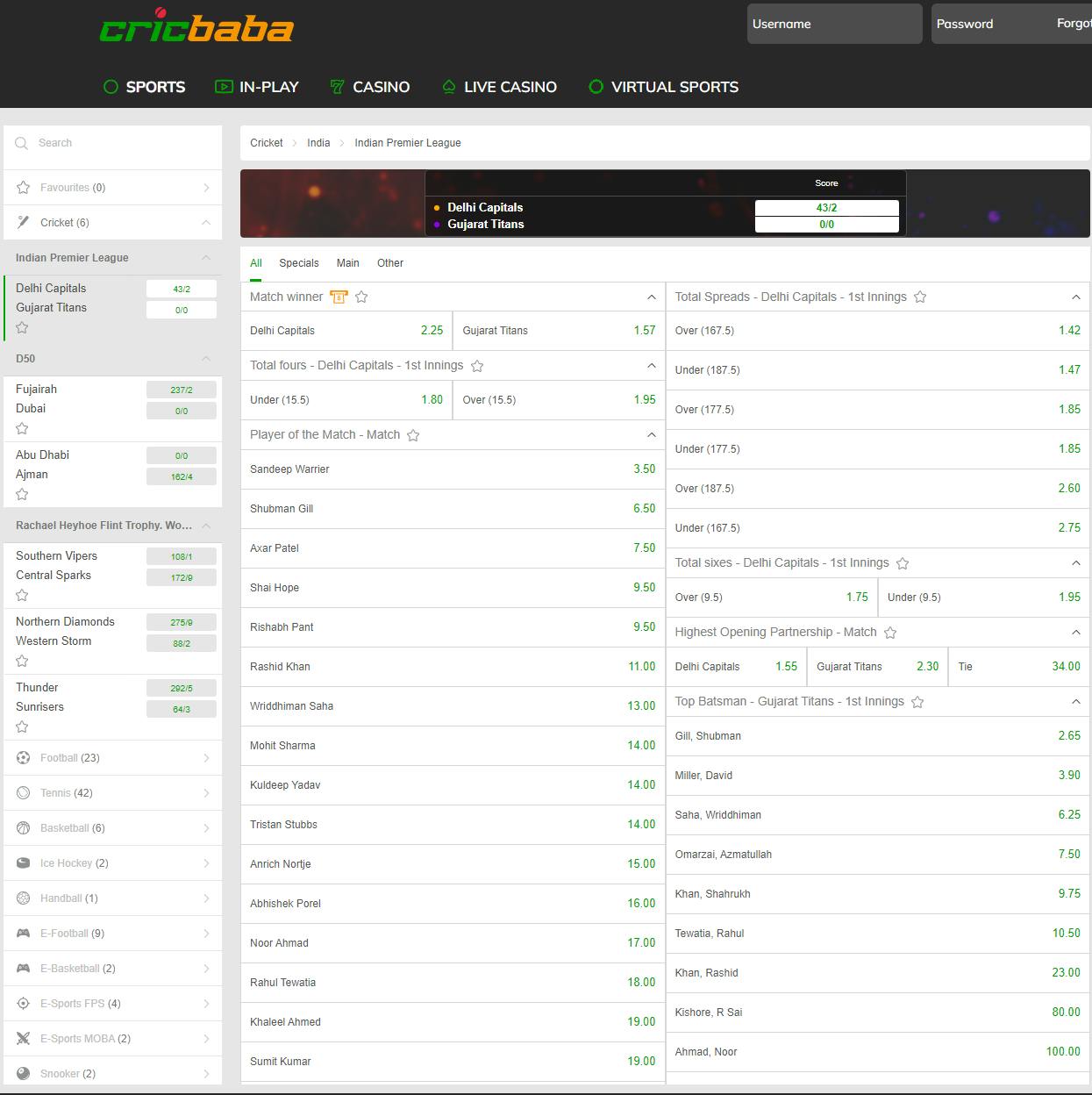 Cricbaba live cricket betting in India