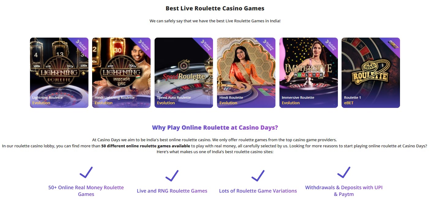 Casino Days roulette games