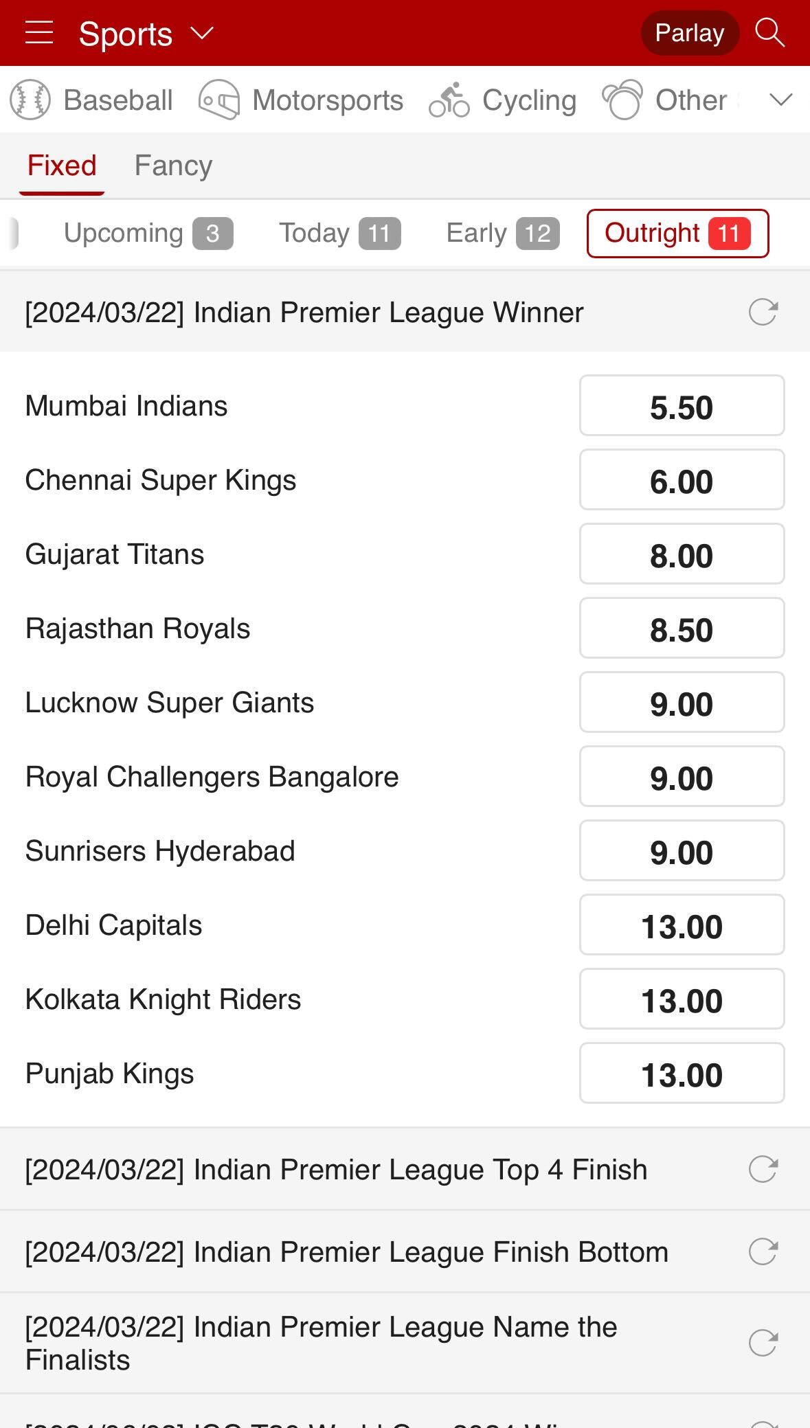 Dafabet app IPL betting