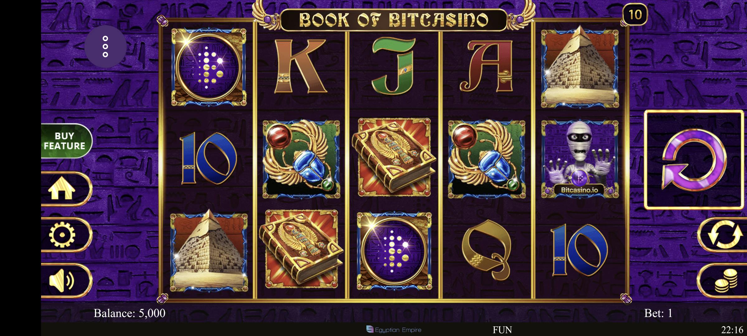 Book of Bitcasino ゲームプレイ画面