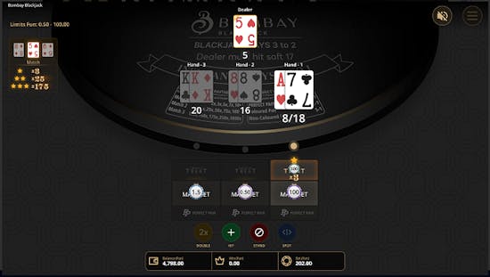 Bombay blackjack gameplay screenshot