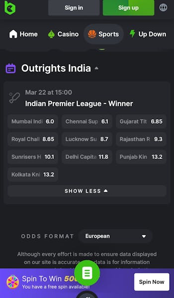 BC Game app IPL betting